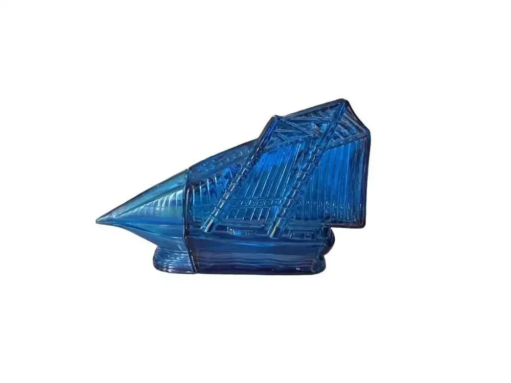 Vintage Avon America Schooner Blue Glass Decanter Bottle